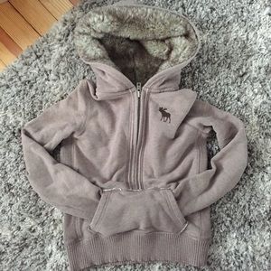 Abercrombie & Fitch fur hoodie half zip